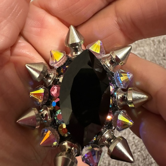 Ring black onyx adjustable drag, concert, costume, runway festival - Picture 3 of 4